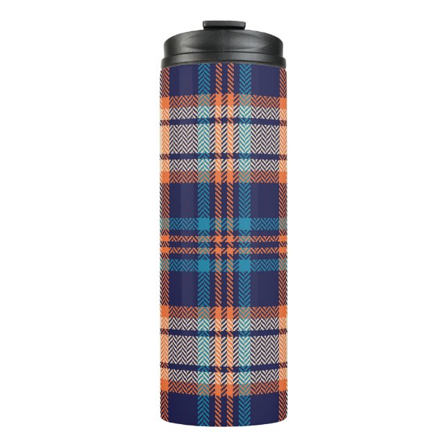 Garrafa Térmica Xadrez Vibrante: Design têxtil de outono (Frente)