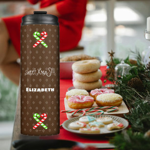 Garrafa Térmica XmaS Xmãozinho Pals-Candy Cane Texto Personalizado