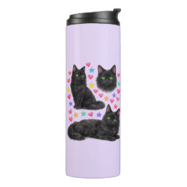 Garrafa Térmica y2k rainbow hearts black cat kawaii cute