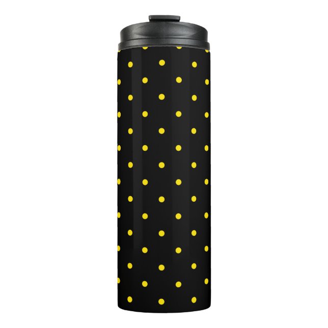 Garrafa Térmica Yellow Polka Dot on Black Thermal Tumbler (Frente)