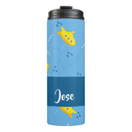 Garrafa Térmica Yellow submarine and fish on blue
