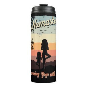 Garrafa Térmica yoga matinal com mãe térmica