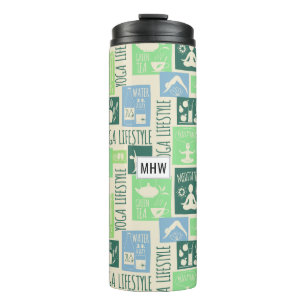 Garrafa Térmica Yoga Pattern personalizado monograma tumbler