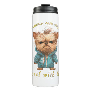 Garrafa Térmica Yorkshire Dog Stubborn Lidou Com Ele De Forma Boni