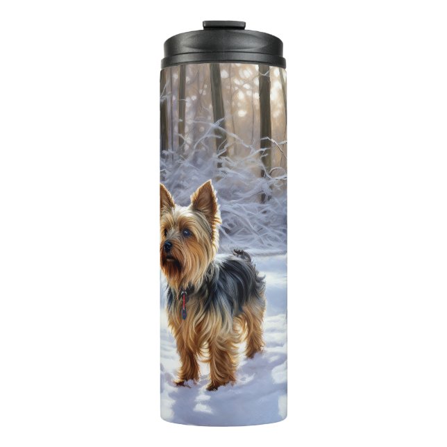 Garrafa Térmica Yorkshire Terrier Deixe-a nevar no Natal (Frente)