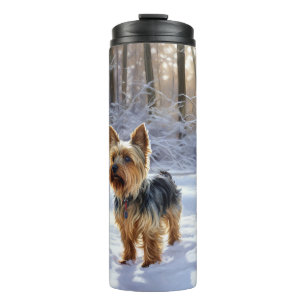 Garrafa Térmica Yorkshire Terrier Deixe Nevar Natal