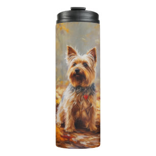 Garrafa Térmica Yorkshire Terrier em Autumn Leaves Cai Inspire