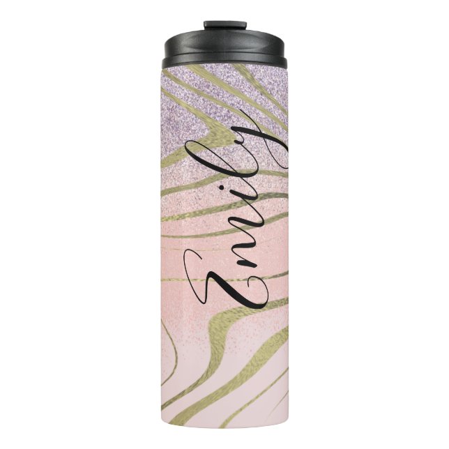 Garrafa Térmica Zebra Faux Dourado (Frente)