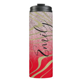 Garrafa Térmica Zebra Faux Dourado