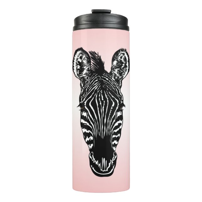 Garrafa Térmica Zebra Head em Rosa (Frente)