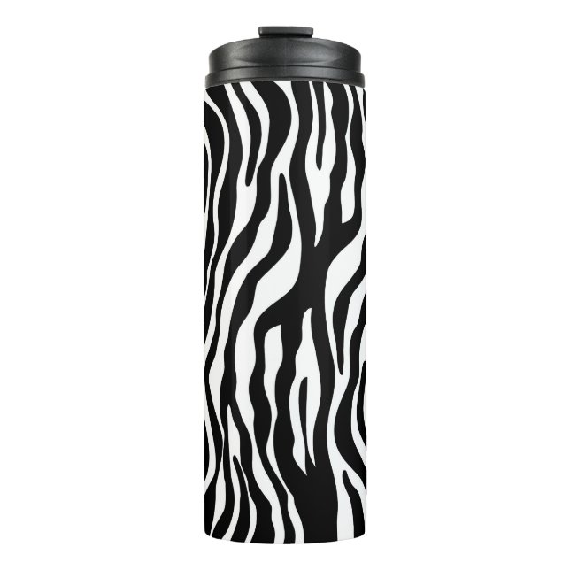 Garrafa Térmica Zebra listra padrão preto & branco + suas ideias (Frente)