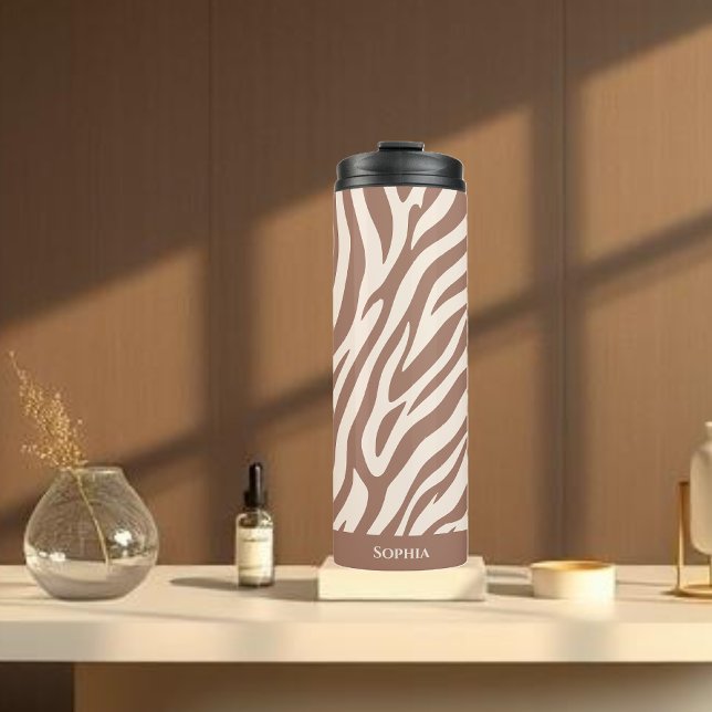 Garrafa Térmica Zebra Print-Mocha Mousse (Zebra Print-Mocha Mousse Thermal Tumbler)
