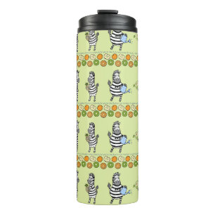Garrafa Térmica Zebras e Frutas sem costura