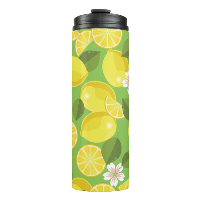 Garrafa Térmica Zesty Lemon: Citrus Pattern Delight (Frente)