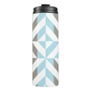 Garrafa Térmica ZigZag Geométrico de Azul e Prata