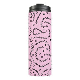 Garrafa Térmica Zigzag Linhas pretas e padrão rosa