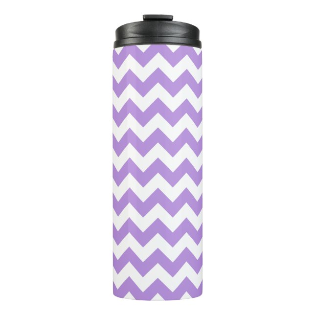 Garrafa Térmica Zigzag Roxo, Chevron Roxo, Padrão Geométrico (Frente)