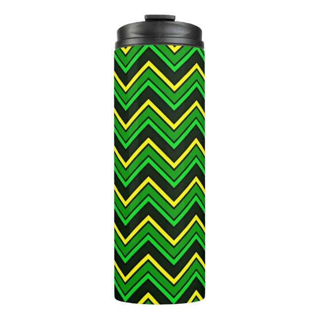 Garrafa Térmica Zigzag verde, preto e amarelo (Frente)