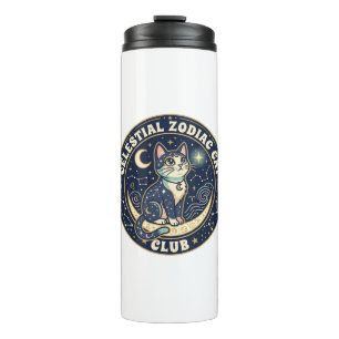 Garrafa Térmica Zodíaco Celestial Gato Fofo Camiseta Design - Cel