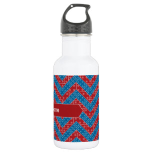 Garrafa Teste padrão colorido de Chevron com o azul do
