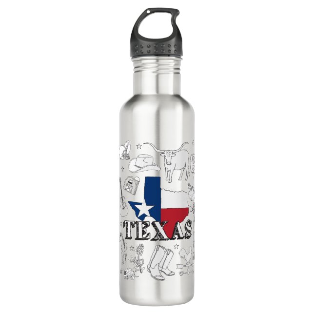 Garrafa Texas Illustration Doodles do Texas Pattern (Frente)