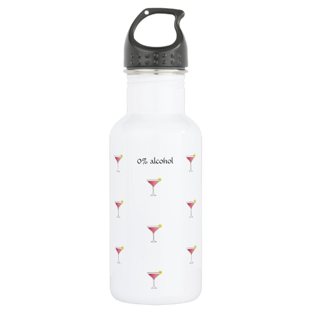 Garrafa Texto Branco Personalizado Padrão de Cocktail Cor- (Frente)