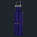 Garrafa Texto e Linhas Douradas Personalizáveis Clássicas<br><div class="desc">Seu nome personalizado ou marca.</div>