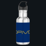 Garrafa Texto Na moda editável | Azul Dourado e Marinho<br><div class="desc">Texto personalizável do na moda,  edite como quiser!</div>