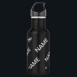 Garrafa Texto personalizável | Preto e Branco Moderno Negr<br><div class="desc">Um olhar moderno.</div>