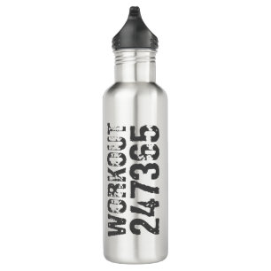 Garrafa Texto vestido e arranhado Workout 247365 rosa