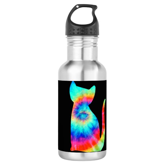 Garrafa Tie Dye Cat _ Tye Dye Kitten Coloridos (Frente)