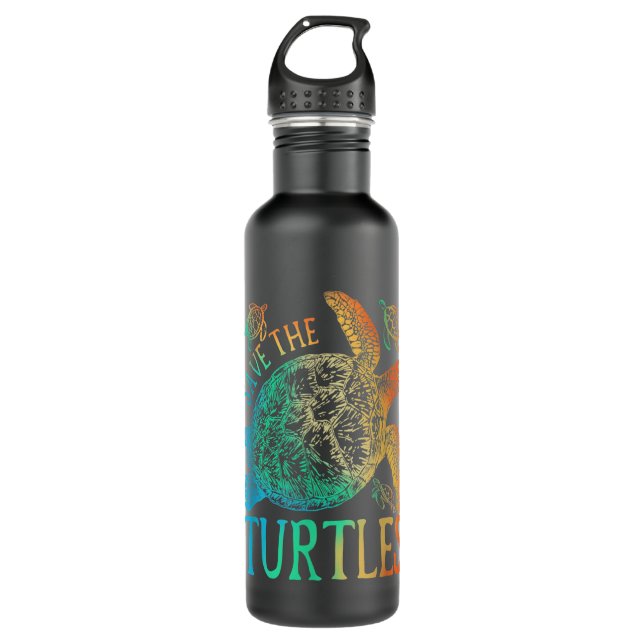 Garrafa Tie Dye Sea Turtle, salve as tartarugas, mulheres  (Frente)