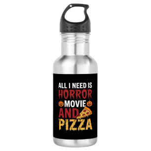 Garrafa Tipografia de Filme de Terror de Halloween e Pizza