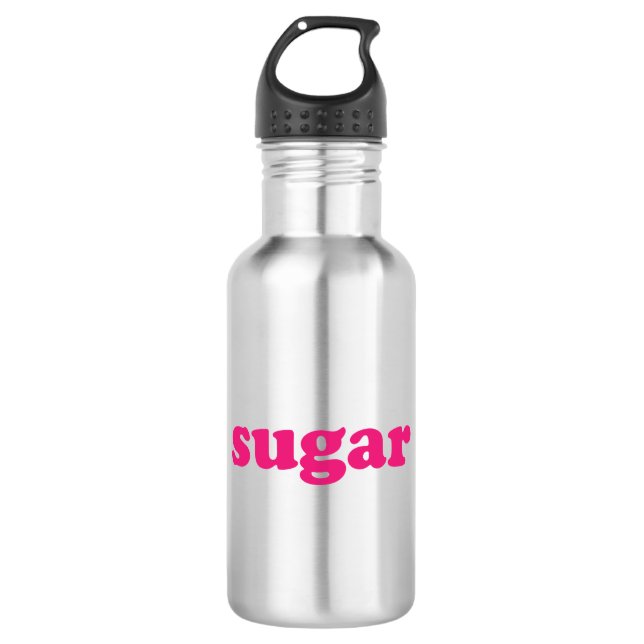 Garrafa Tipografia moderna rosa-quente com açúcar, engraça (Frente)