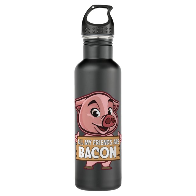 Garrafa Todos Os Meus Amigos São Bacon Engraçados Carne De (Frente)