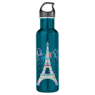 Garrafa Torre Eiffel Confetti 24 oz. Azul Elétrico