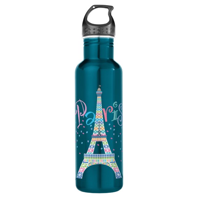 Garrafa Torre Eiffel Confetti 24 oz. Azul Elétrico (Frente)