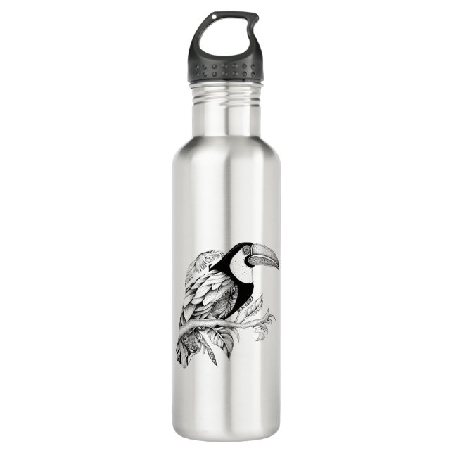 Garrafa Toucan Wild Nature Illustration Art Tatuagem (Frente)