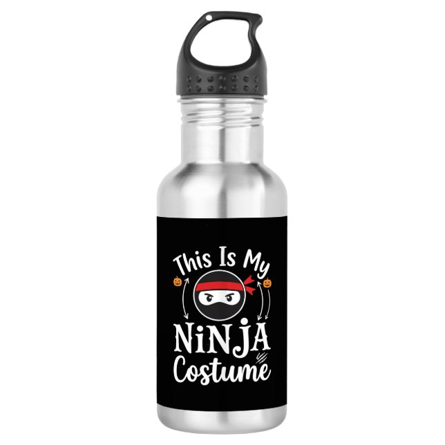 Garrafa Traje de Ninja Engraçado Design de Halloween_1 (Frente)