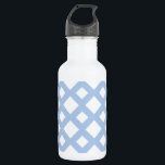 Garrafa Trava azul clara em branco<br><div class="desc">Um padrão na moda, geométrico, com uma trava de azul claro. A eclosão azul do bebê separa grandes e pequenos diamantes brancos. Imagem criada digitalmente. ©2014 Claire E. Skinner, Todos os direitos reservados.</div>