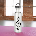 Garrafa Treble Clef Heart Music Note Personalizado<br><div class="desc">Esta design de música tem o dom perfeito para um cantor,  músico,  banda ou qualquer pessoa que ama música.</div>