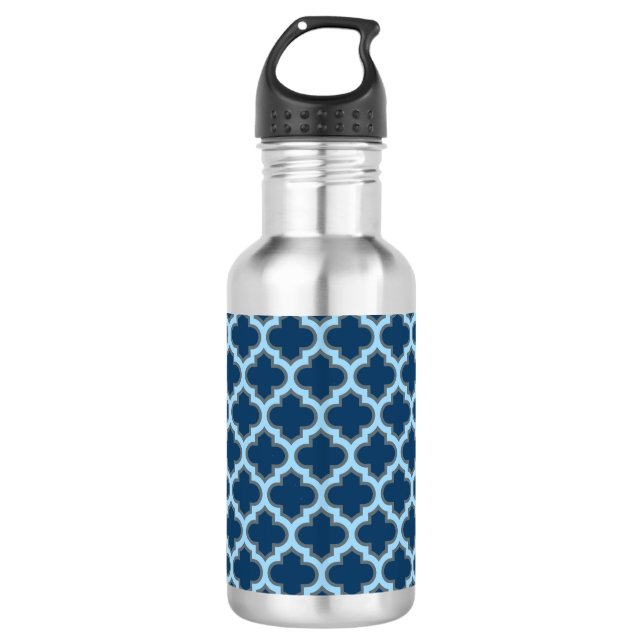 Garrafa Trellis Azul e Azul Bebê, Treliça, Quatrefoil (Frente)