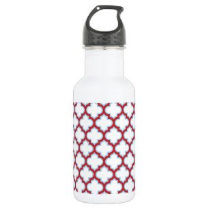 Garrafa Trellis branca e vermelha, lete, quatrefoil