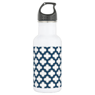 Garrafa Trellis Branco e Azul Marinho, Treliça, Quatrefoil