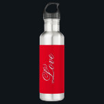 Garrafa Trendy Love Calliografia Script Red<br><div class="desc">Você pode mudar facilmente as fontes e as cores. Você também pode adicionar seu logotipo e a imagem de fundo conforme desejar.</div>