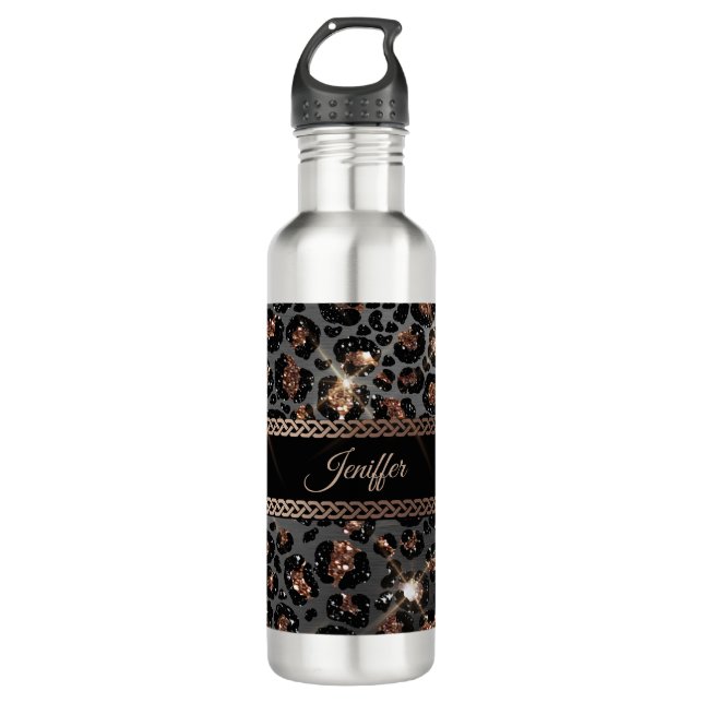 Garrafa Trendy Personalizado Leopard Dourado Luminter     (Frente)