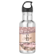 Trendy Rosa Dourado Diamantes Monograma de Brilho