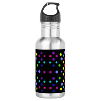 Garrafa Trinkflasche, mit Punkten auf schwarzem Grund.