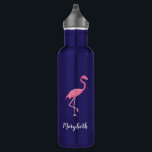 Garrafa "Tropical Flamingo" Personalizado Matte Azul<br><div class="desc">Desligue sua sede em estilo com o "Tropical Flamingo" Matte Blue Water Bottle personalizado, uma combinação perfeita de funcionalidade e talento. Esta garrafa de água apresenta uma ilustração de flamingo cor-de-rosa, penteante, colocada contra um fundo azul-mate elegante, fazer-a acessória de na moda para qualquer aventura. Personalize esta garrafa de água...</div>