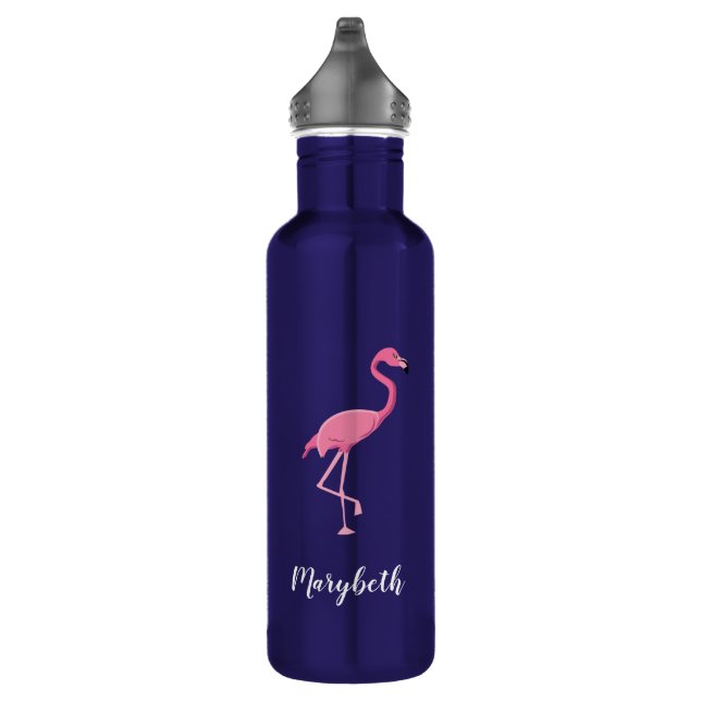 Garrafa "Tropical Flamingo" Personalizado Matte Azul (Direita)